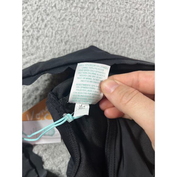 Kona Sol One Piece Swimsuit Womens Small Black Drawstring Detailed Swimwear NWT - Picture 10 of 11